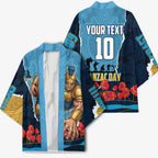 Personalized Gold Coast Titans ANZAC Tribute Kimono Poppy Field Soldier Silhouette Aboriginal Rugby Mascot
