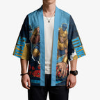 Personalized Gold Coast Titans ANZAC Tribute Kimono Poppy Field Soldier Silhouette Aboriginal Rugby Mascot