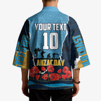 Personalized Gold Coast Titans ANZAC Tribute Kimono Poppy Field Soldier Silhouette Aboriginal Rugby Mascot