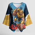 Personalized Gold Coast Titans ANZAC Tribute Kimono Sleeve Blouse Poppy Field Soldier Silhouette Aboriginal Rugby Mascot