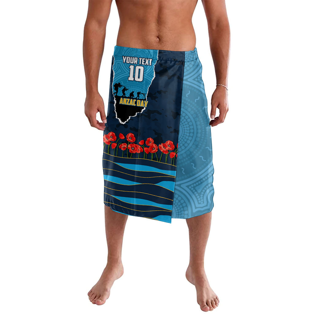 Personalized Gold Coast Titans ANZAC Tribute Lavalava Poppy Field Soldier Silhouette Aboriginal Rugby Mascot