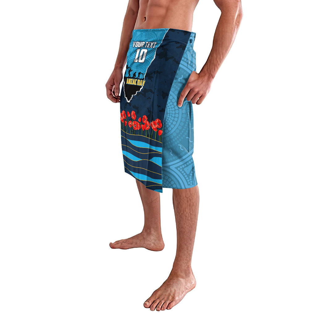 Personalized Gold Coast Titans ANZAC Tribute Lavalava Poppy Field Soldier Silhouette Aboriginal Rugby Mascot