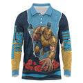 Personalized Gold Coast Titans ANZAC Tribute Long Sleeve Polo Shirt Poppy Field Soldier Silhouette Aboriginal Rugby Mascot