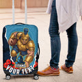 Personalized Gold Coast Titans ANZAC Tribute Luggage Cover Poppy Field Soldier Silhouette Aboriginal Rugby Mascot