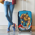 Personalized Gold Coast Titans ANZAC Tribute Luggage Cover Poppy Field Soldier Silhouette Aboriginal Rugby Mascot