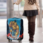 Personalized Gold Coast Titans ANZAC Tribute Luggage Cover Poppy Field Soldier Silhouette Aboriginal Rugby Mascot