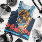 Personalized Gold Coast Titans ANZAC Tribute Men Tank Top Poppy Field Soldier Silhouette Aboriginal Rugby Mascot