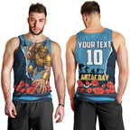 Personalized Gold Coast Titans ANZAC Tribute Men Tank Top Poppy Field Soldier Silhouette Aboriginal Rugby Mascot