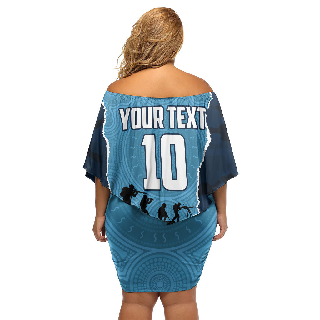 Personalized Gold Coast Titans ANZAC Tribute Off Shoulder Short Dress Poppy Field Soldier Silhouette Aboriginal Rugby Mascot