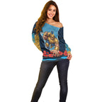 Personalized Gold Coast Titans ANZAC Tribute Off Shoulder Sweater Poppy Field Soldier Silhouette Aboriginal Rugby Mascot