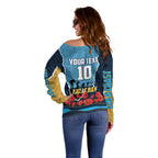 Personalized Gold Coast Titans ANZAC Tribute Off Shoulder Sweater Poppy Field Soldier Silhouette Aboriginal Rugby Mascot