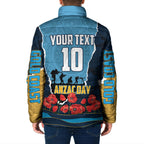 Personalized Gold Coast Titans ANZAC Tribute Padded Jacket Poppy Field Soldier Silhouette Aboriginal Rugby Mascot