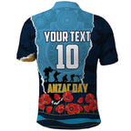 Personalized Gold Coast Titans ANZAC Tribute Polo Shirt Poppy Field Soldier Silhouette Aboriginal Rugby Mascot