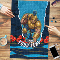 Personalized Gold Coast Titans ANZAC Tribute Puzzle Poppy Field Soldier Silhouette Aboriginal Rugby Mascot