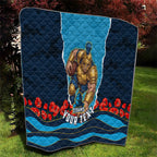 Personalized Gold Coast Titans ANZAC Tribute Quilt Poppy Field Soldier Silhouette Aboriginal Rugby Mascot