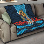 Personalized Gold Coast Titans ANZAC Tribute Quilt Poppy Field Soldier Silhouette Aboriginal Rugby Mascot