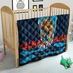 Personalized Gold Coast Titans ANZAC Tribute Quilt Poppy Field Soldier Silhouette Aboriginal Rugby Mascot
