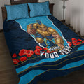 Personalized Gold Coast Titans ANZAC Tribute Quilt Bed Set Poppy Field Soldier Silhouette Aboriginal Rugby Mascot