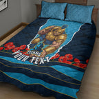 Personalized Gold Coast Titans ANZAC Tribute Quilt Bed Set Poppy Field Soldier Silhouette Aboriginal Rugby Mascot