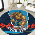 Personalized Gold Coast Titans ANZAC Tribute Round Carpet Poppy Field Soldier Silhouette Aboriginal Rugby Mascot