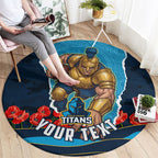 Personalized Gold Coast Titans ANZAC Tribute Round Carpet Poppy Field Soldier Silhouette Aboriginal Rugby Mascot