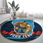 Personalized Gold Coast Titans ANZAC Tribute Round Carpet Poppy Field Soldier Silhouette Aboriginal Rugby Mascot