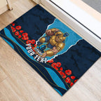 Personalized Gold Coast Titans ANZAC Tribute Rubber Doormat Poppy Field Soldier Silhouette Aboriginal Rugby Mascot