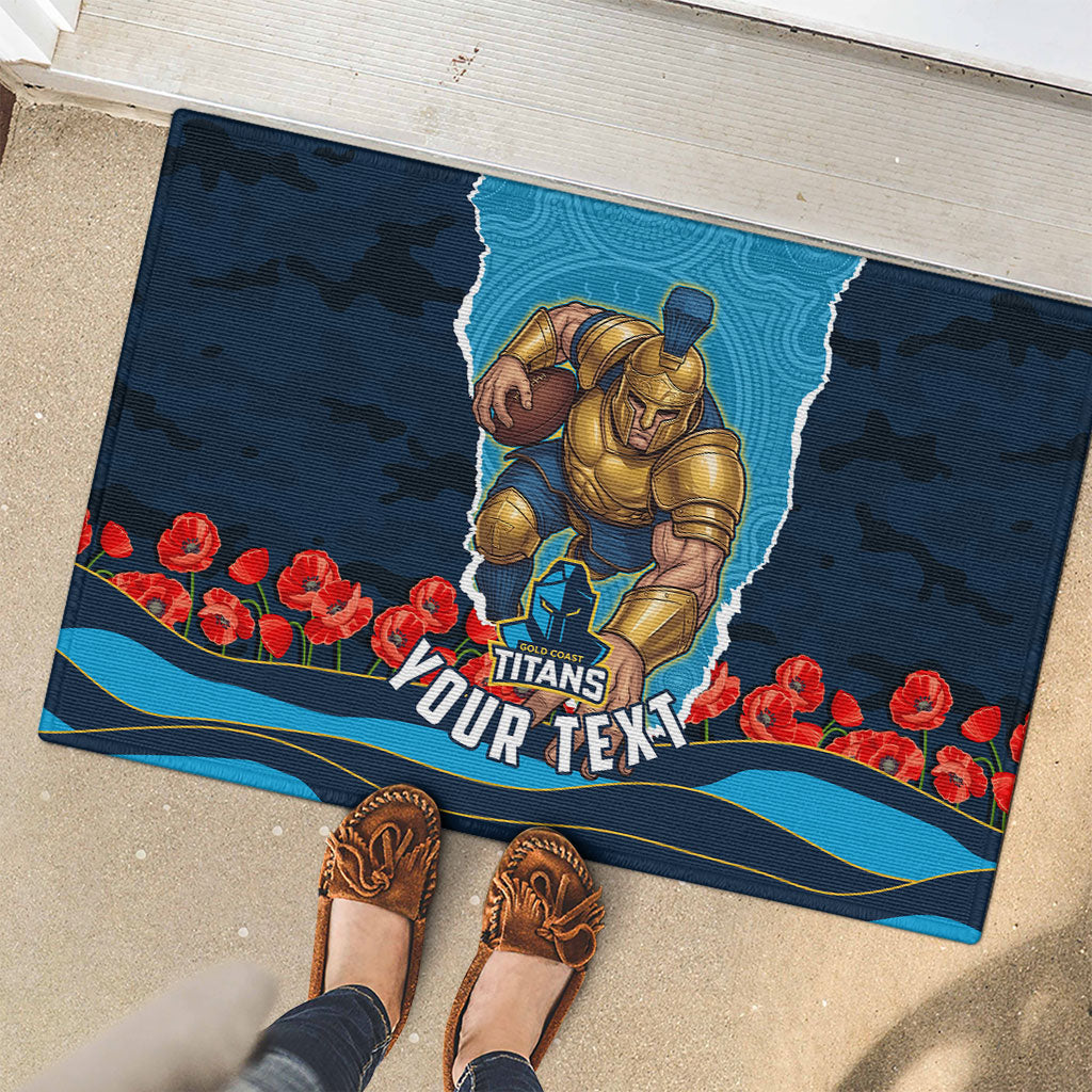 Personalized Gold Coast Titans ANZAC Tribute Rubber Doormat Poppy Field Soldier Silhouette Aboriginal Rugby Mascot