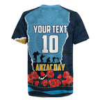 Personalized Gold Coast Titans ANZAC Tribute Rugby Jersey Poppy Field Soldier Silhouette Aboriginal Rugby Mascot
