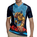 Personalized Gold Coast Titans ANZAC Tribute Rugby Jersey Poppy Field Soldier Silhouette Aboriginal Rugby Mascot