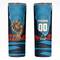 Personalized Gold Coast Titans ANZAC Tribute Skinny Tumbler Poppy Field Soldier Silhouette Aboriginal Rugby Mascot