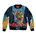 Personalized Gold Coast Titans ANZAC Tribute Sleeve Zip Bomber Jacket Poppy Field Soldier Silhouette Aboriginal Rugby Mascot