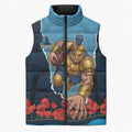 Personalized Gold Coast Titans ANZAC Tribute Sleeveless Puffer Jacket Poppy Field Soldier Silhouette Aboriginal Rugby Mascot