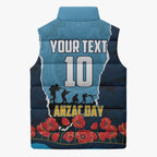 Personalized Gold Coast Titans ANZAC Tribute Sleeveless Puffer Jacket Poppy Field Soldier Silhouette Aboriginal Rugby Mascot