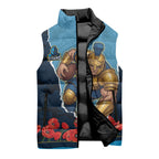 Personalized Gold Coast Titans ANZAC Tribute Sleeveless Puffer Jacket Poppy Field Soldier Silhouette Aboriginal Rugby Mascot