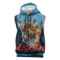 Personalized Gold Coast Titans ANZAC Tribute Sleeveless Zip Hoodie Poppy Field Soldier Silhouette Aboriginal Rugby Mascot