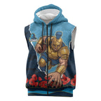 Personalized Gold Coast Titans ANZAC Tribute Sleeveless Zip Hoodie Poppy Field Soldier Silhouette Aboriginal Rugby Mascot