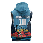 Personalized Gold Coast Titans ANZAC Tribute Sleeveless Zip Hoodie Poppy Field Soldier Silhouette Aboriginal Rugby Mascot