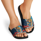 Personalized Gold Coast Titans ANZAC Tribute Slide Sandals Poppy Field Soldier Silhouette Aboriginal Rugby Mascot