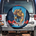 Personalized Gold Coast Titans ANZAC Tribute Spare Tire Cover Poppy Field Soldier Silhouette Aboriginal Rugby Mascot