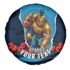 Personalized Gold Coast Titans ANZAC Tribute Spare Tire Cover Poppy Field Soldier Silhouette Aboriginal Rugby Mascot
