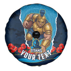 Personalized Gold Coast Titans ANZAC Tribute Spare Tire Cover Poppy Field Soldier Silhouette Aboriginal Rugby Mascot
