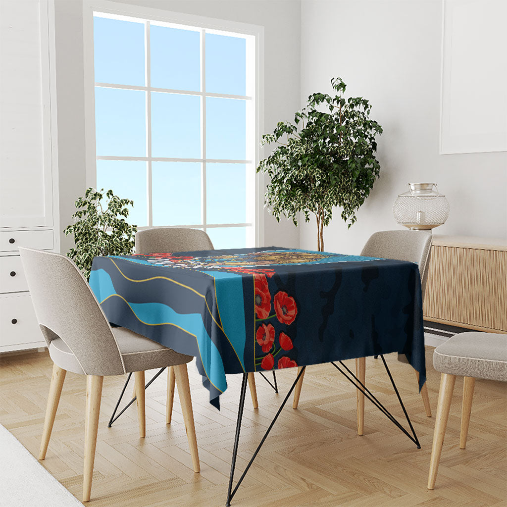 Personalized Gold Coast Titans ANZAC Tribute Tablecloth Poppy Field Soldier Silhouette Aboriginal Rugby Mascot