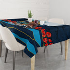 Personalized Gold Coast Titans ANZAC Tribute Tablecloth Poppy Field Soldier Silhouette Aboriginal Rugby Mascot