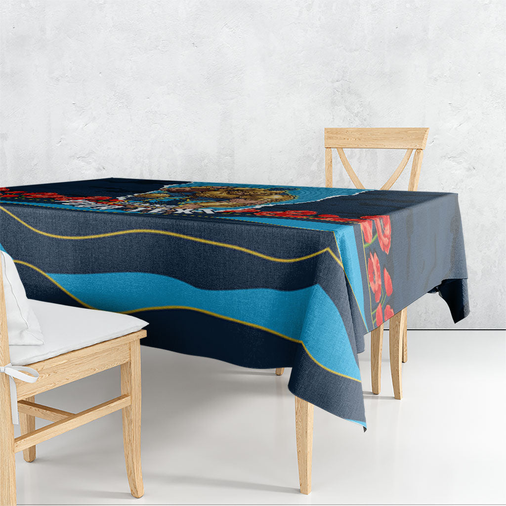 Personalized Gold Coast Titans ANZAC Tribute Tablecloth Poppy Field Soldier Silhouette Aboriginal Rugby Mascot