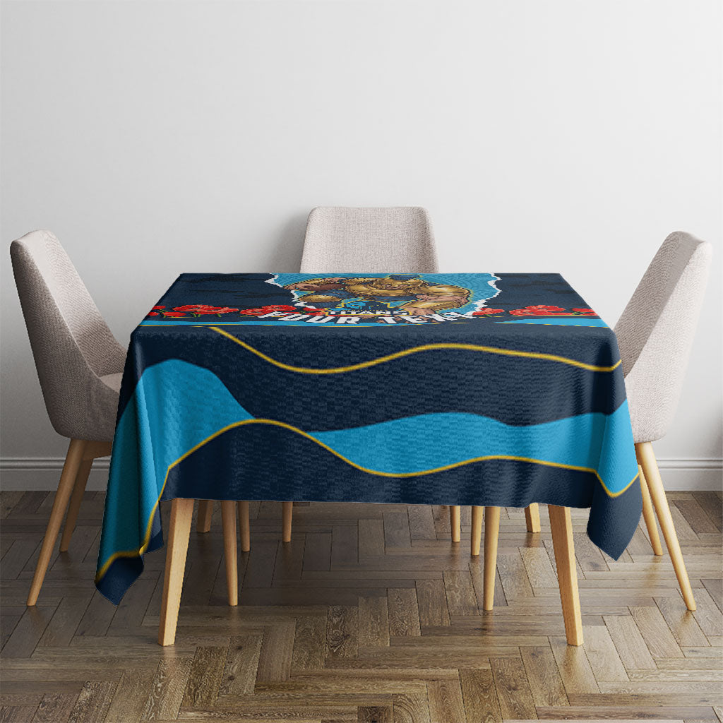 Personalized Gold Coast Titans ANZAC Tribute Tablecloth Poppy Field Soldier Silhouette Aboriginal Rugby Mascot
