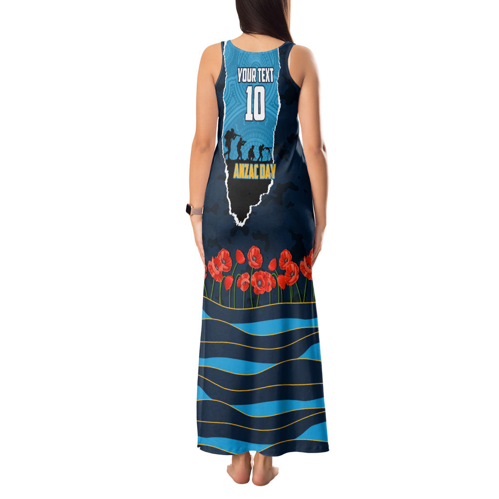 Personalized Gold Coast Titans ANZAC Tribute Tank Maxi Dress Poppy Field Soldier Silhouette Aboriginal Rugby Mascot