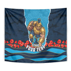 Personalized Gold Coast Titans ANZAC Tribute Tapestry Poppy Field Soldier Silhouette Aboriginal Rugby Mascot