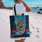Personalized Gold Coast Titans ANZAC Tribute Tote Bag Poppy Field Soldier Silhouette Aboriginal Rugby Mascot