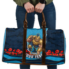 Personalized Gold Coast Titans ANZAC Tribute Travel Bag Poppy Field Soldier Silhouette Aboriginal Rugby Mascot